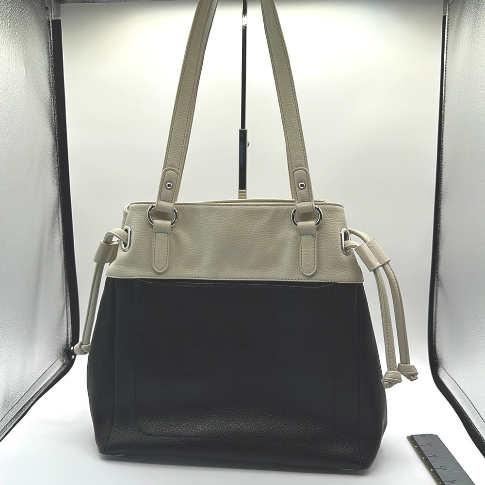 Black and White Leather Shoulder Bag